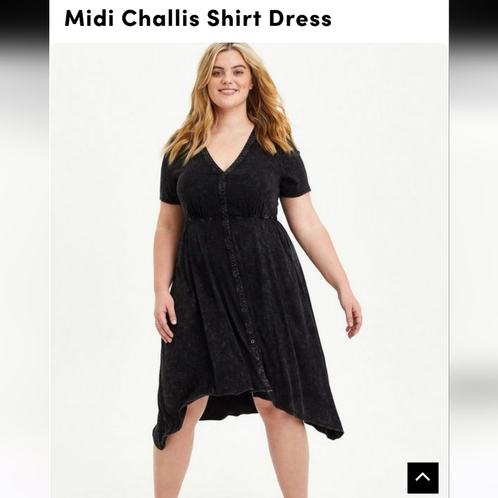Torrid 2X high low black distressed wash dress #2